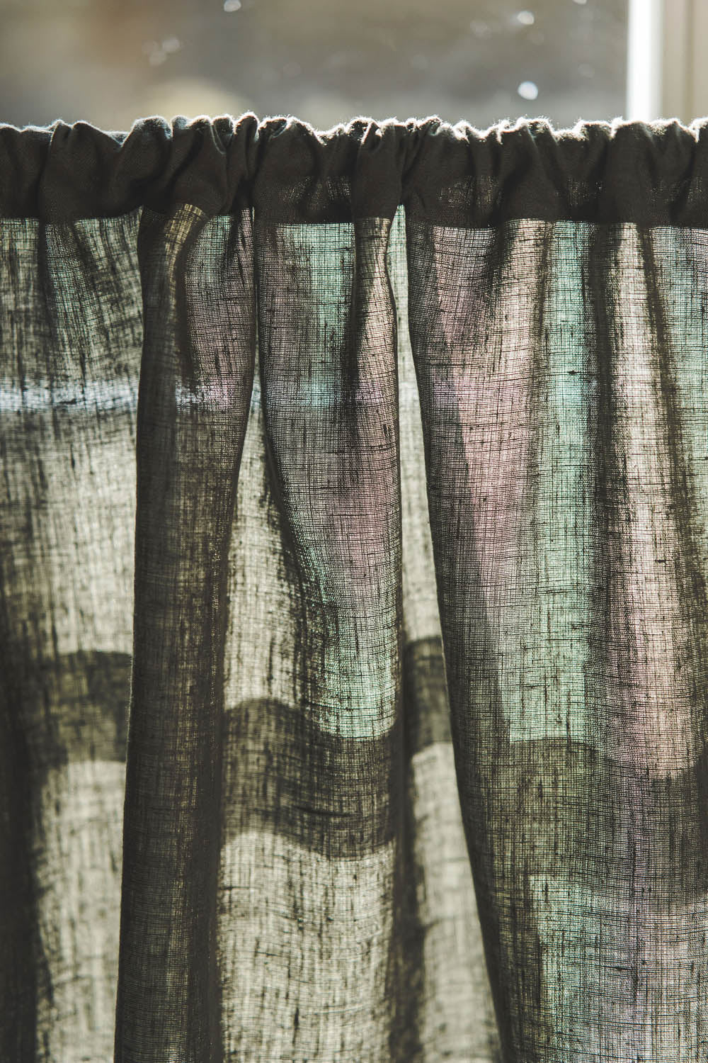 Forest green linen cafe curtain