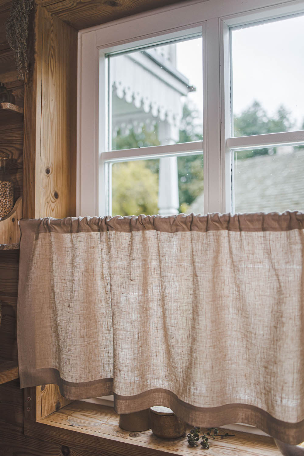 Sand linen cafe curtain