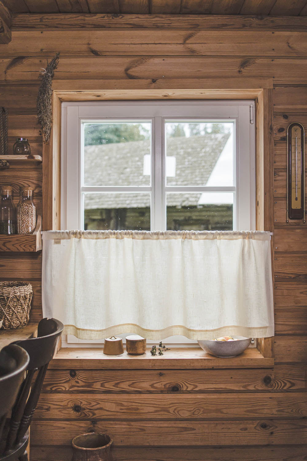 Cream linen cafe curtain