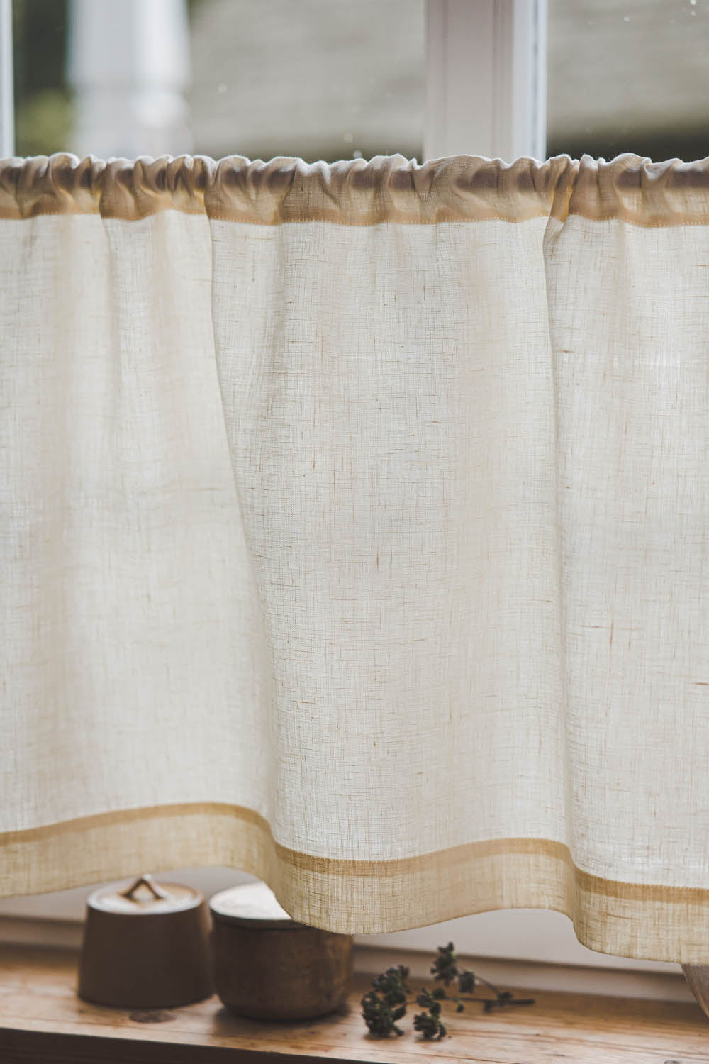 Cream linen cafe curtain