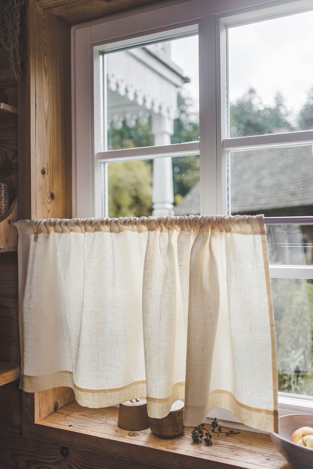 Cream linen cafe curtain