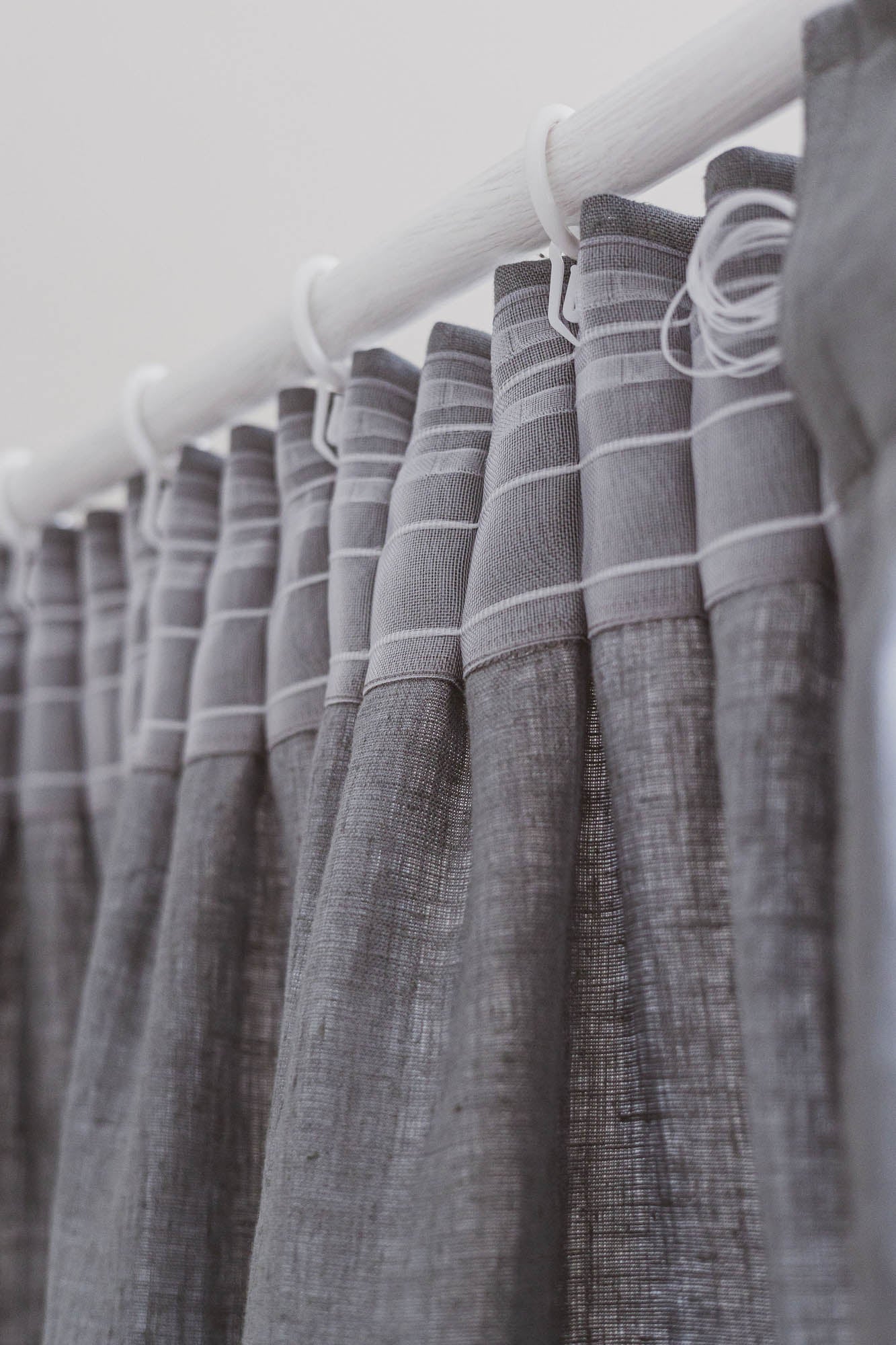 Pencil pleat linen curtain in grey
