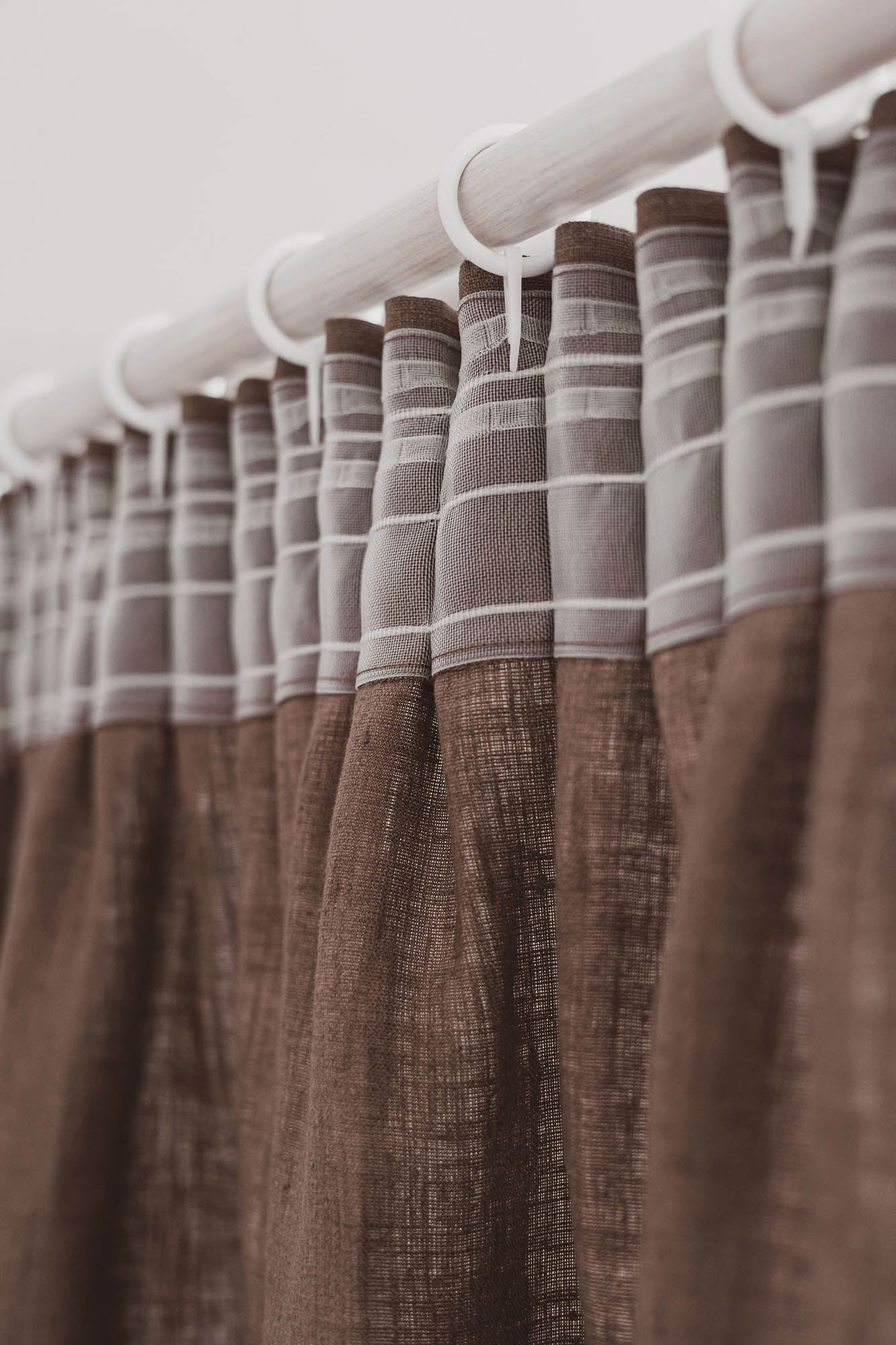 Pencil pleat linen curtain in cocoa