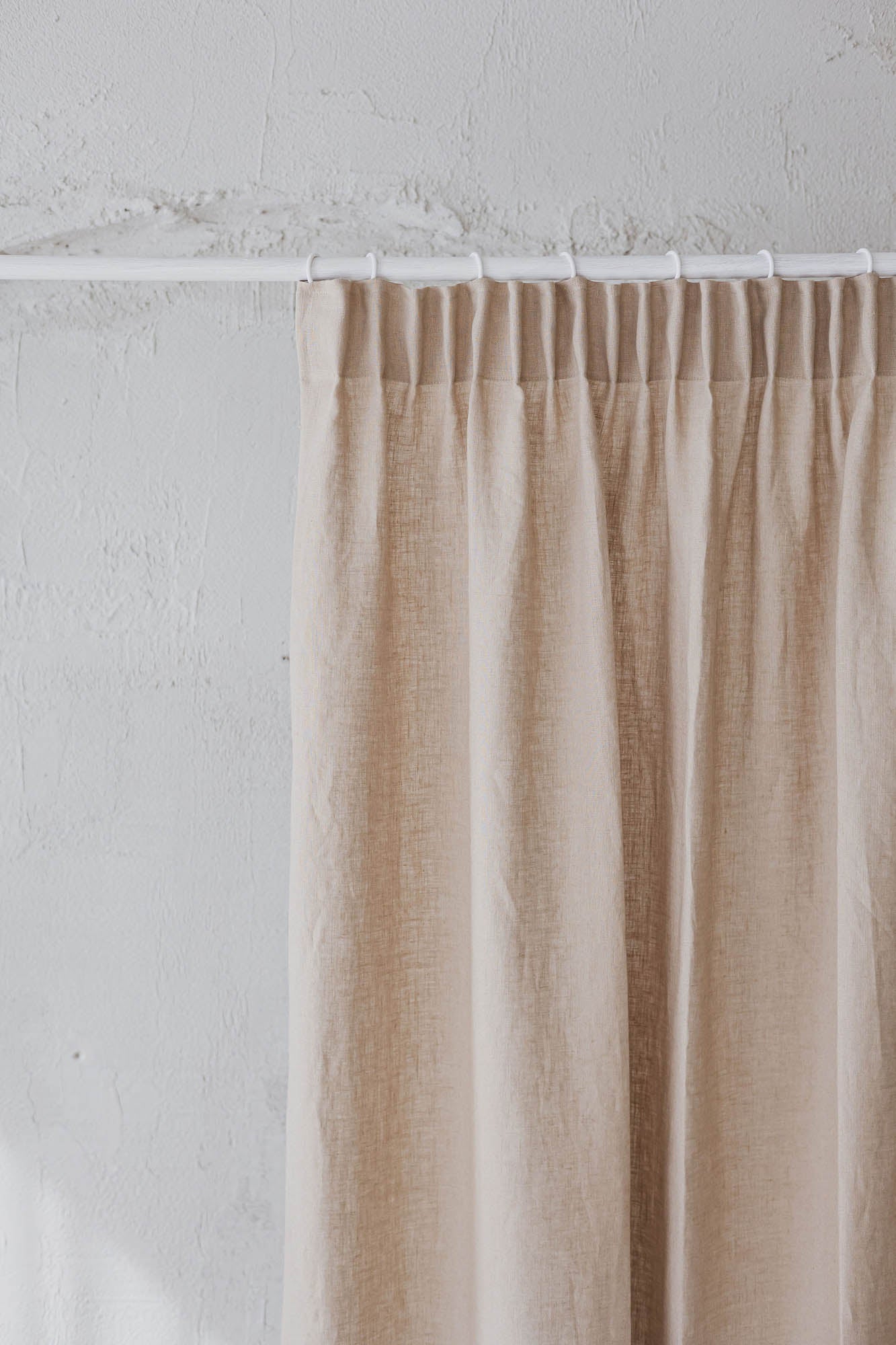 Pencil pleat linen curtain in sand