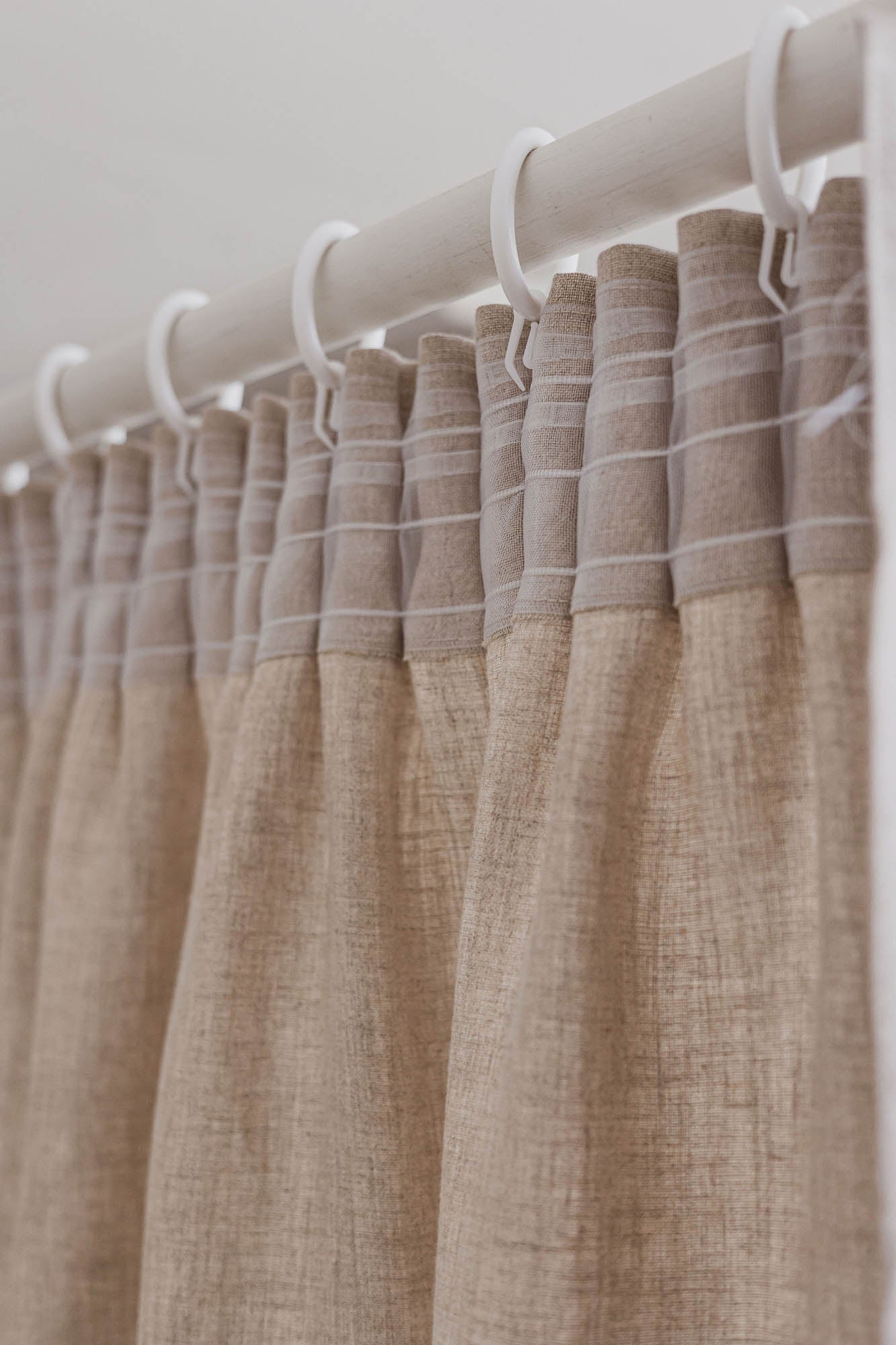 Pencil pleat linen curtain in natural