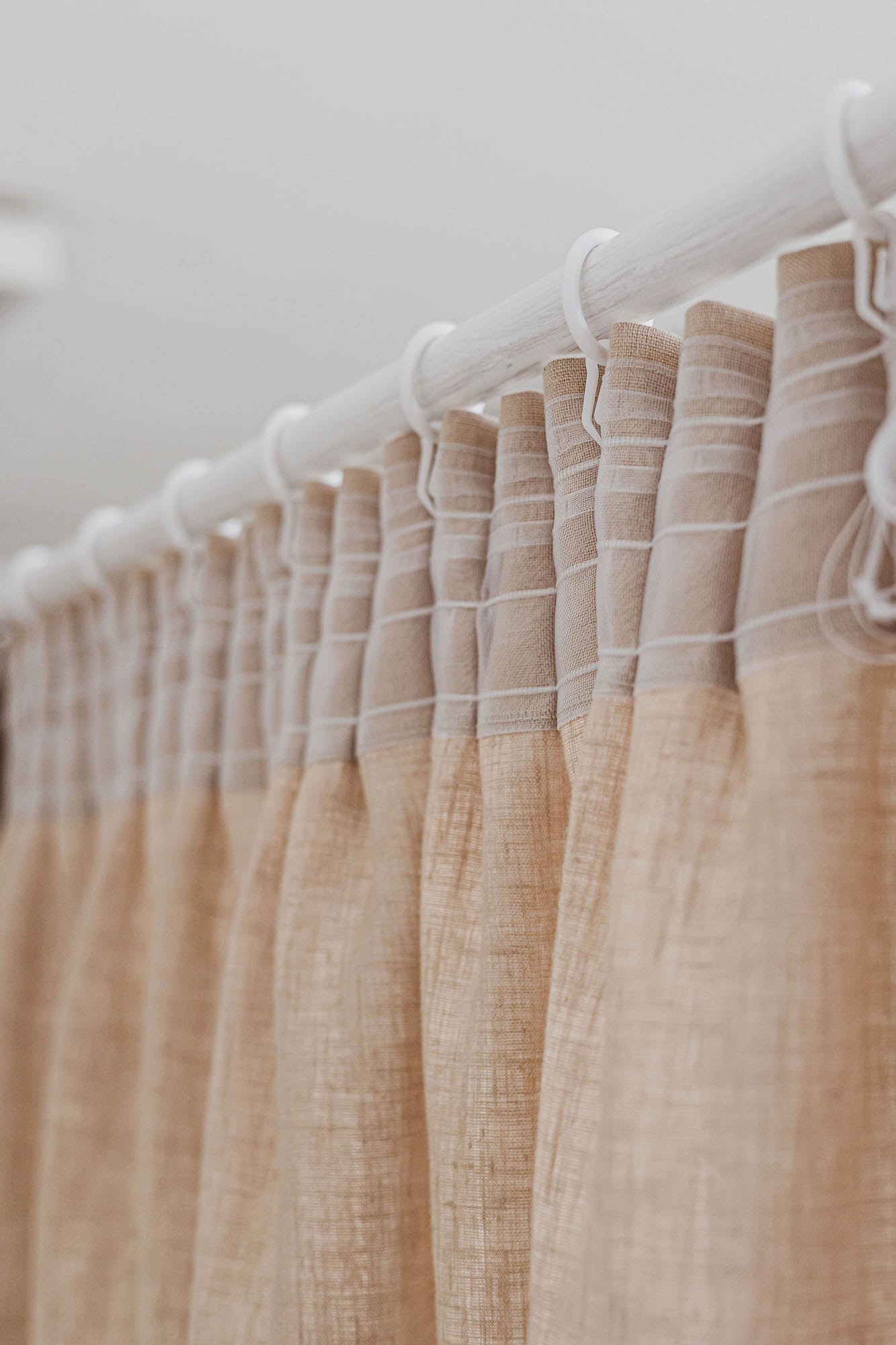 Pencil pleat linen curtain in sand