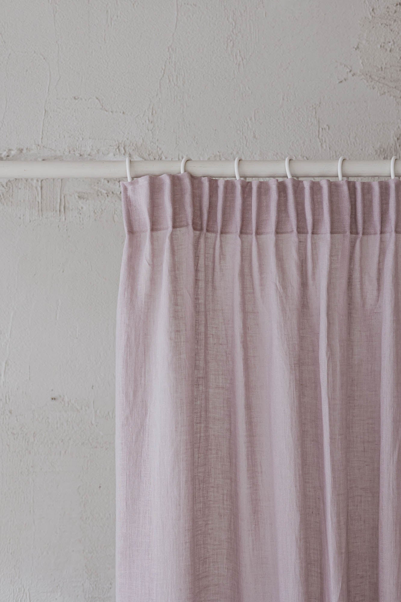 Sheer pencil pleat linen curtain in light lilac