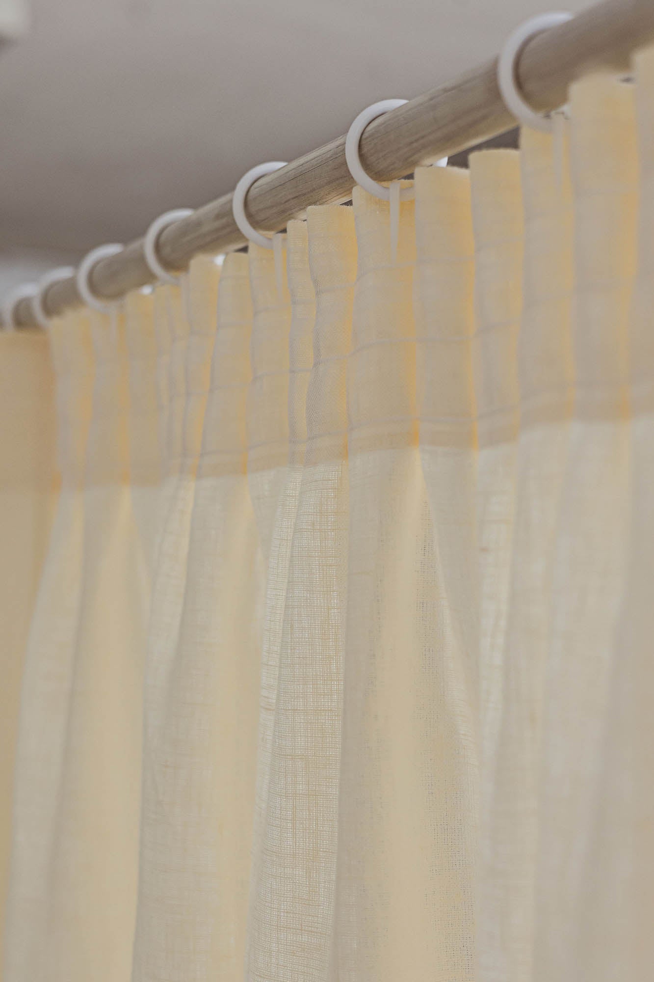 Pencil pleat linen curtain in cream