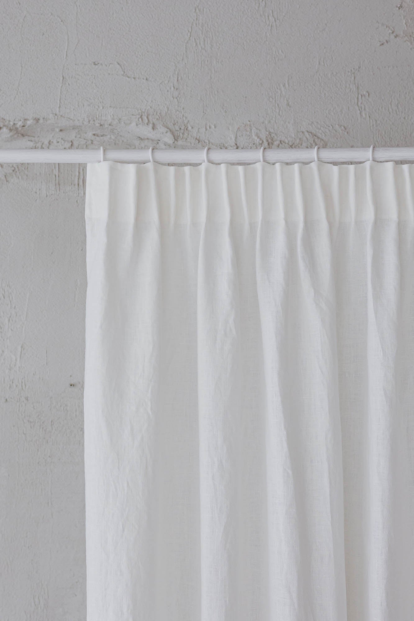 Pencil pleat linen curtain in off white