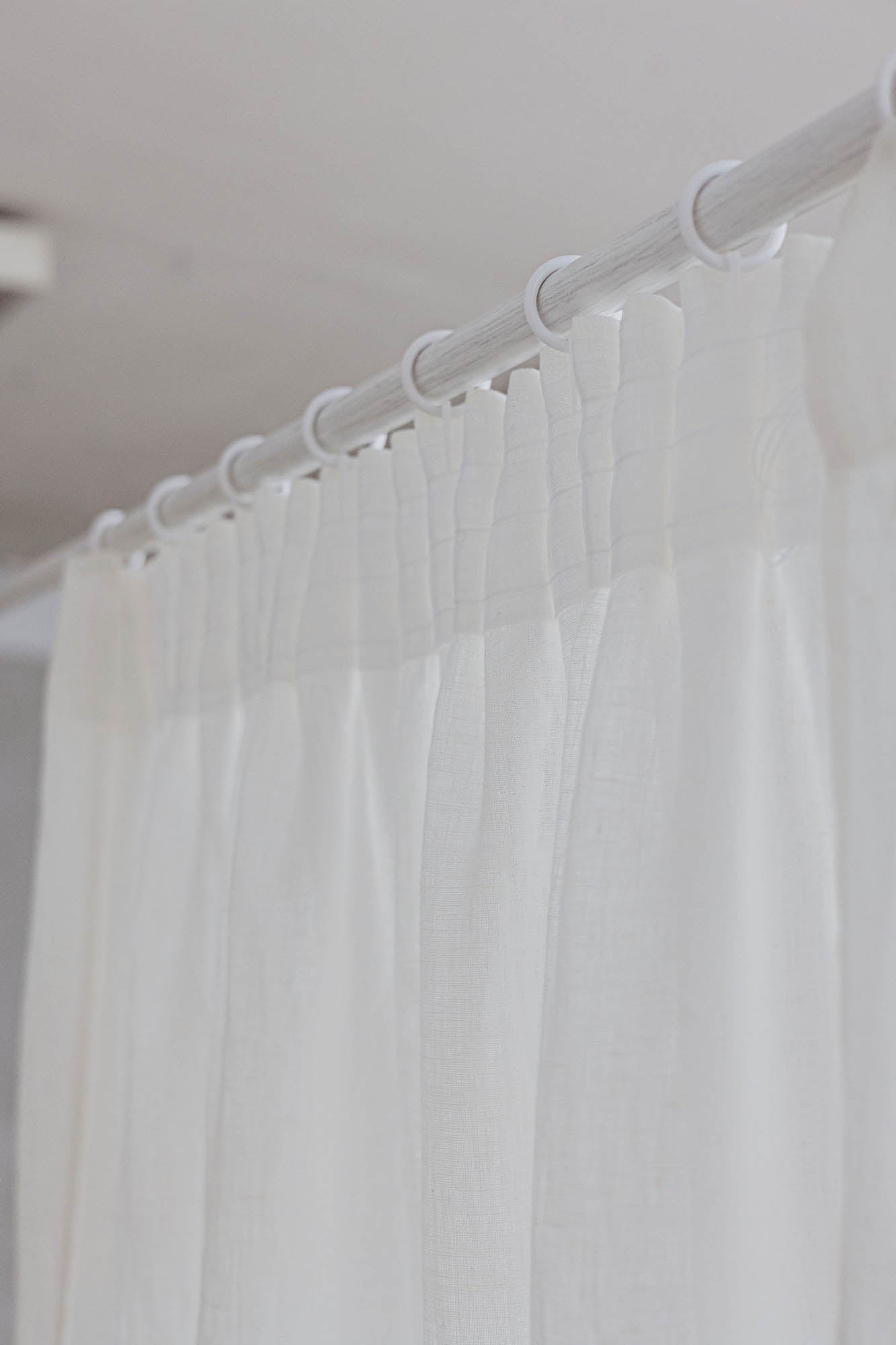 Pencil pleat linen curtain in off white