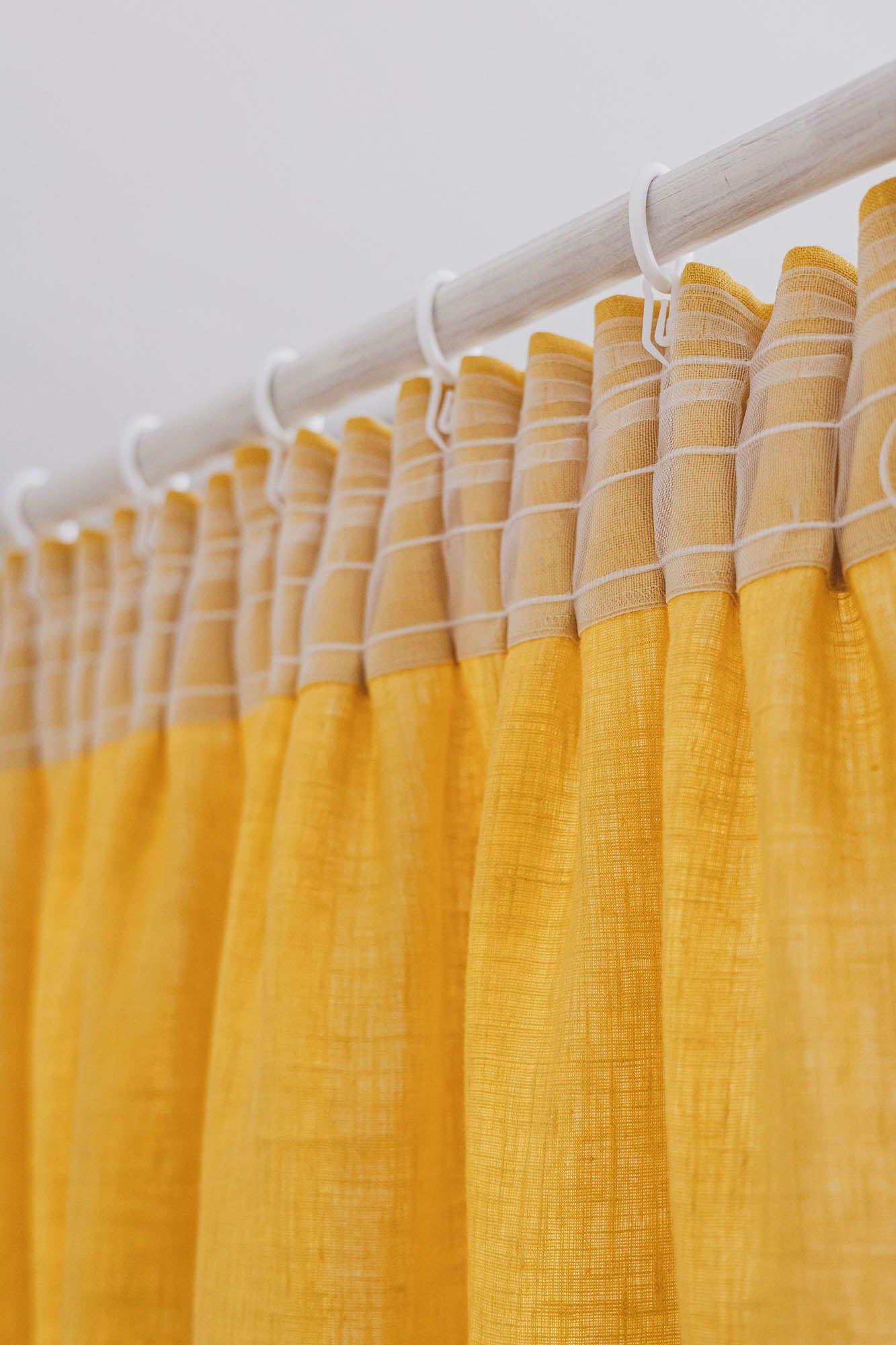 Pencil pleat linen curtain in mimosa yellow