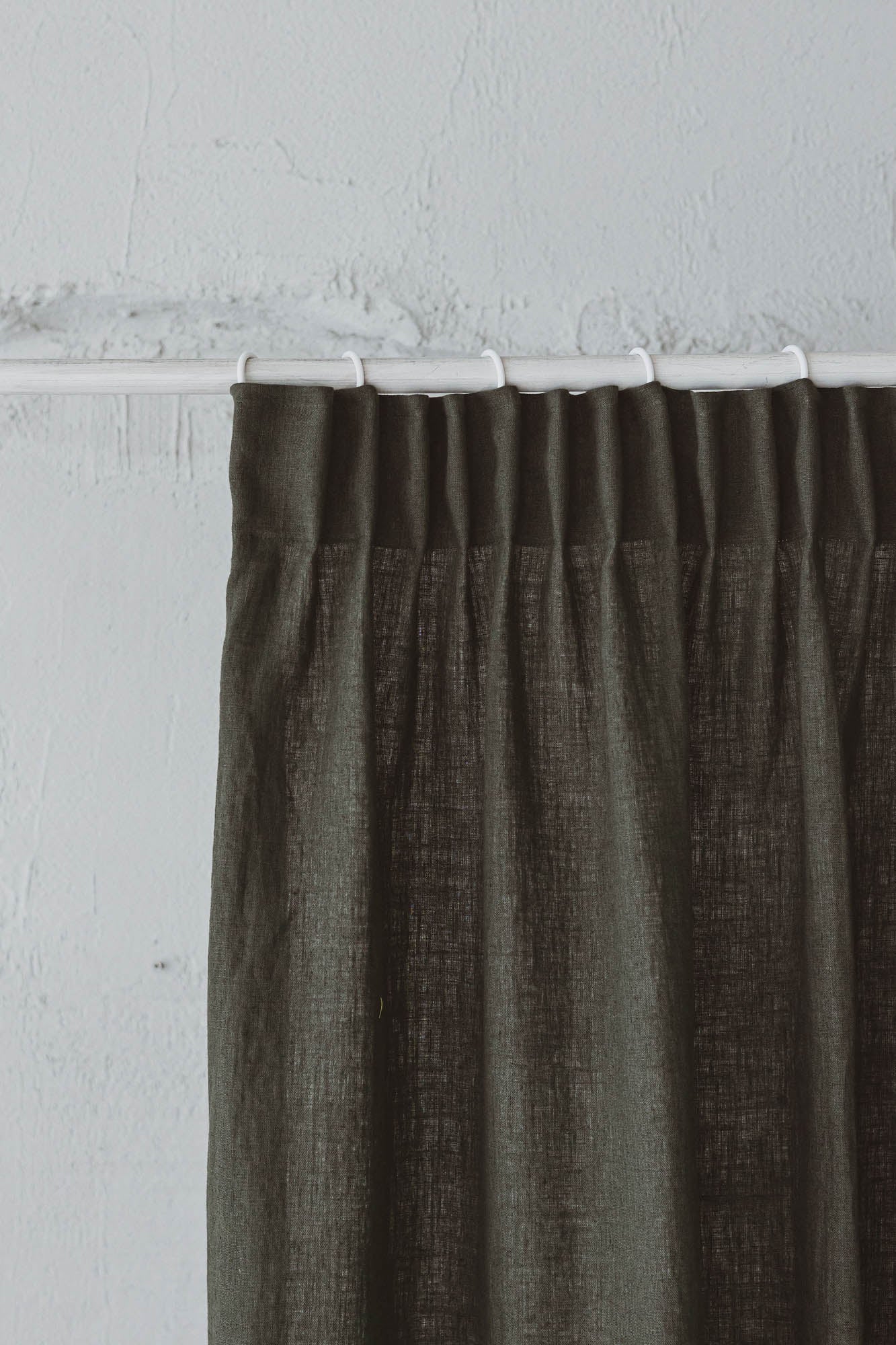 Pencil pleat linen curtain in forest green