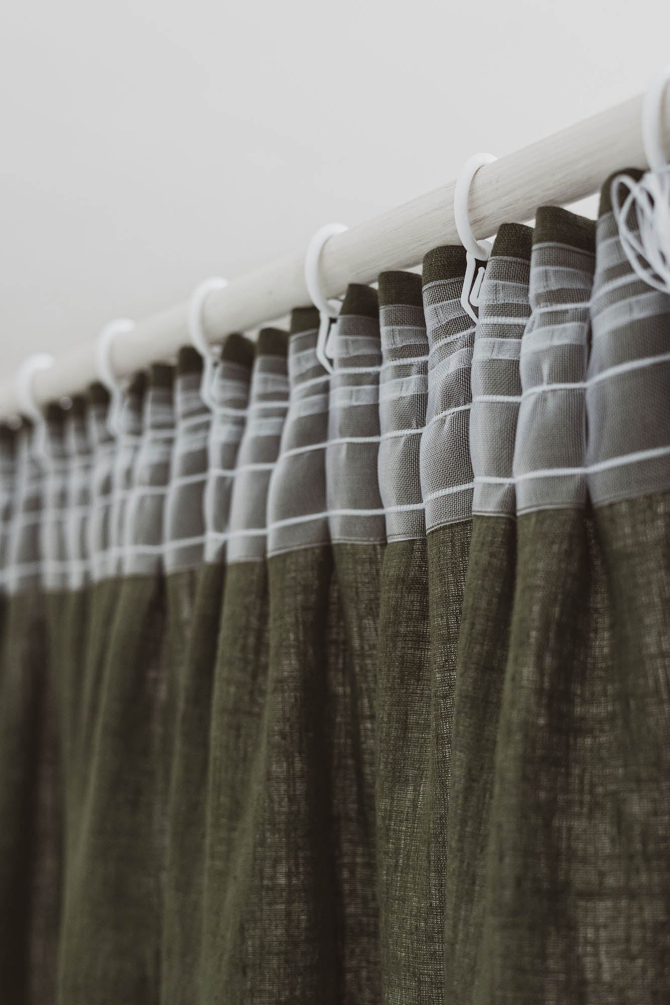 Pencil pleat linen curtain in forest green