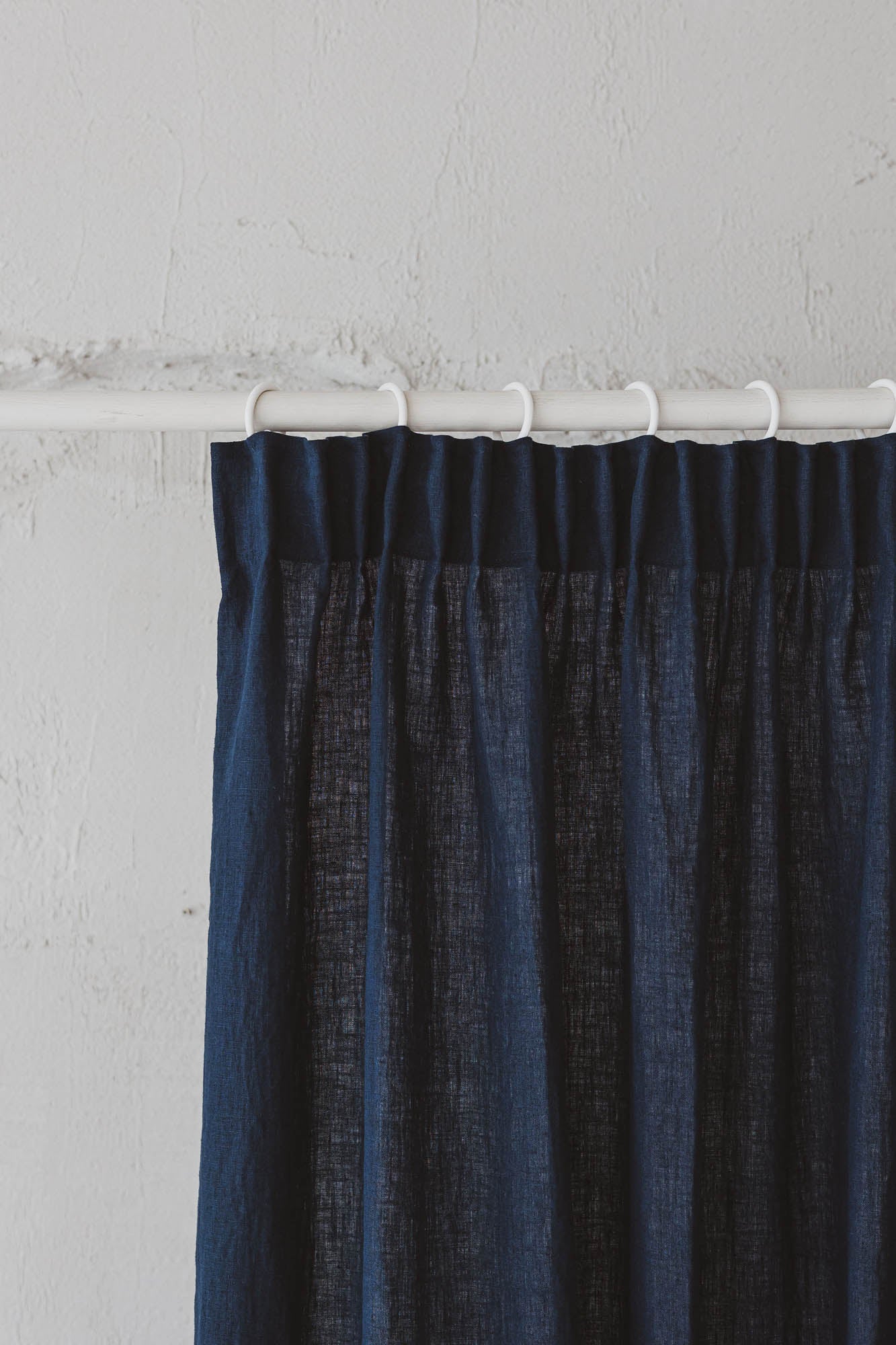 Pencil pleat linen curtain in midnight blue