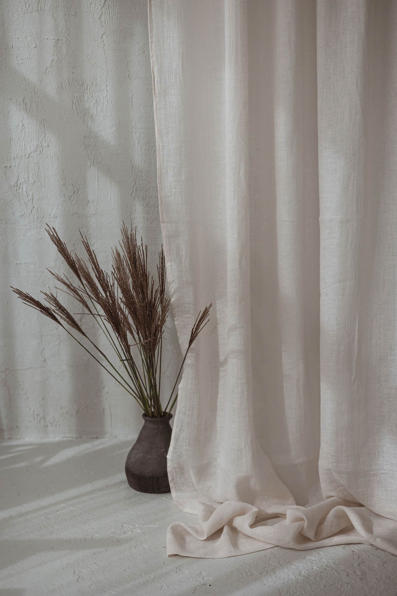 Light cream linen sheer curtain
