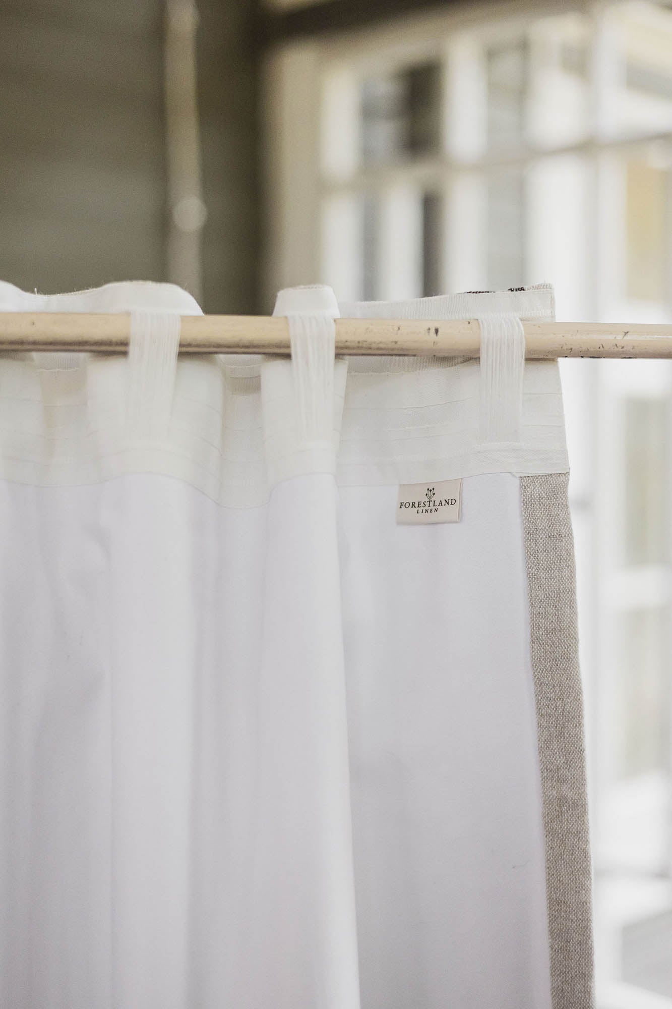 Cream linen curtain with cotton lining and multifunctional heading tape