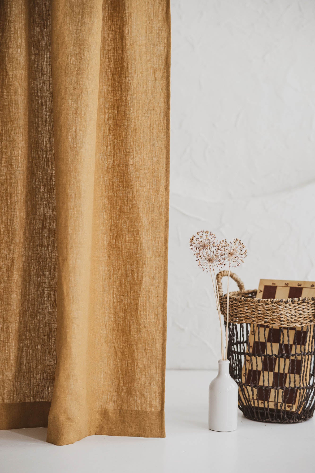 Heavyweight camel linen curtain