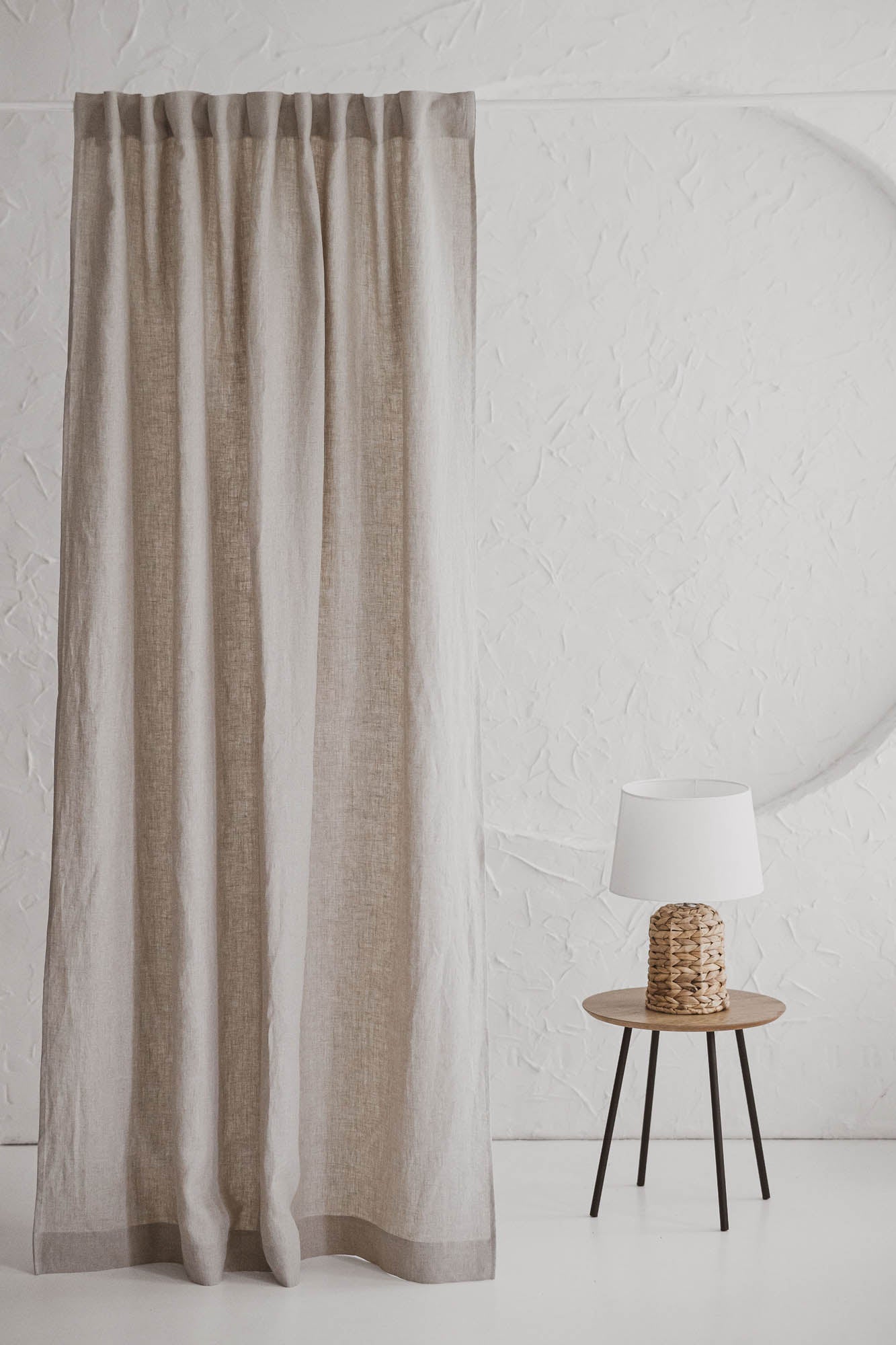 Natural linen curtain with multifunctional heading tape