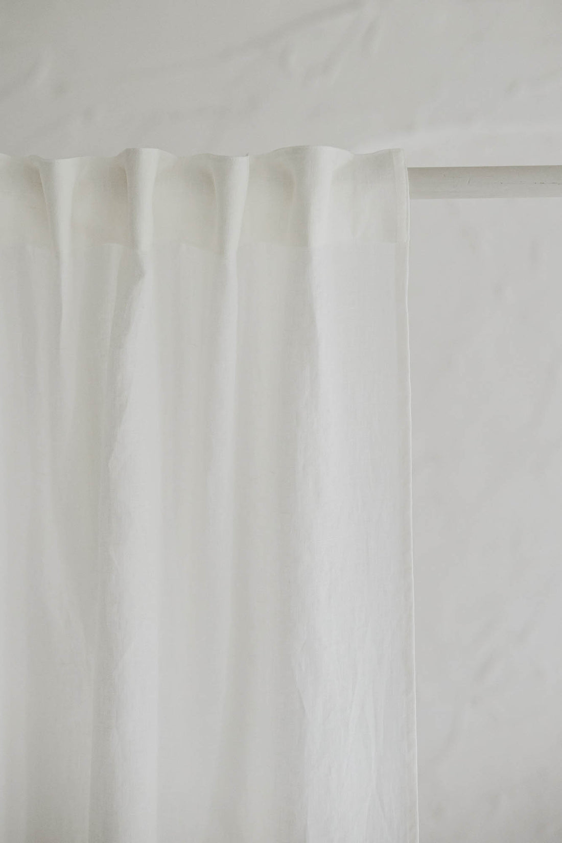 Off white linen curtain with multifunctional heading tape