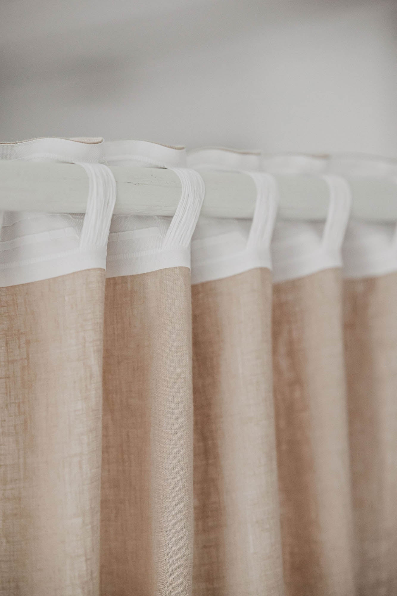 Sand linen curtain with multifunctional heading tape
