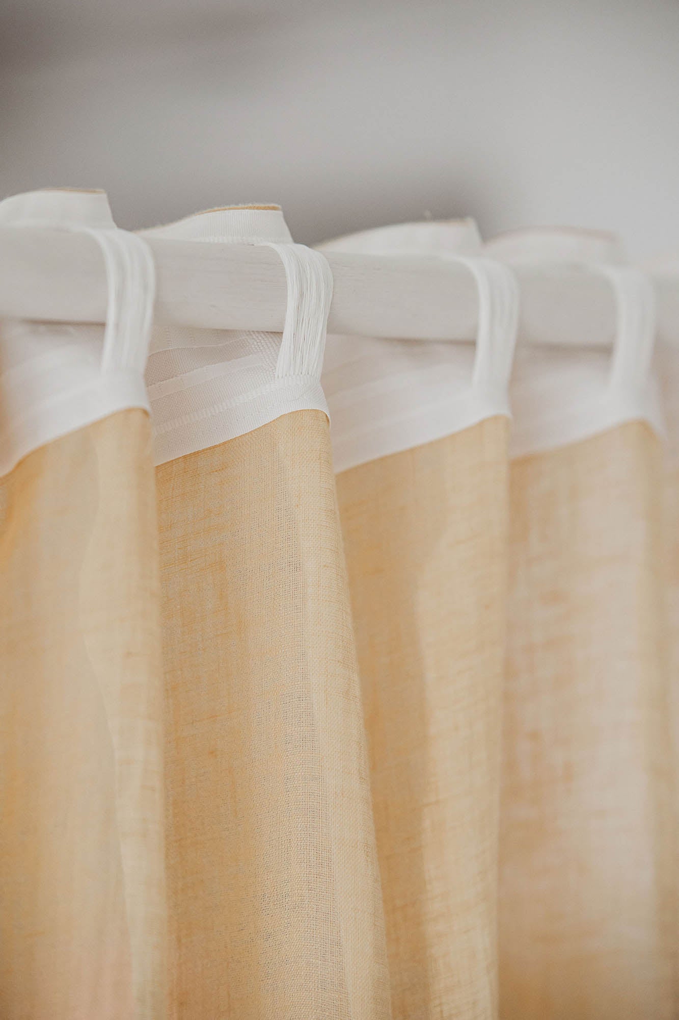 Wheat sheer linen curtain with multifunctional heading tape
