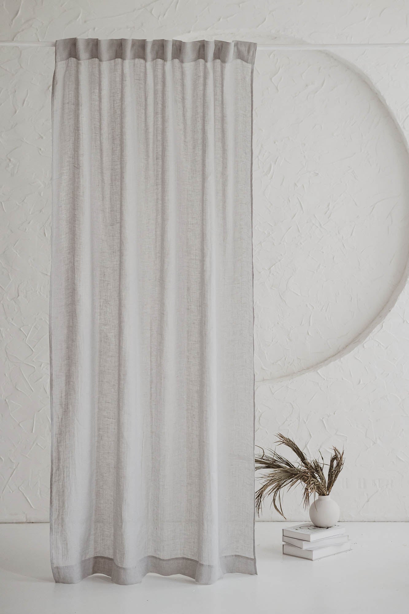 Rainy day sheer linen curtain with multifunctional heading tape
