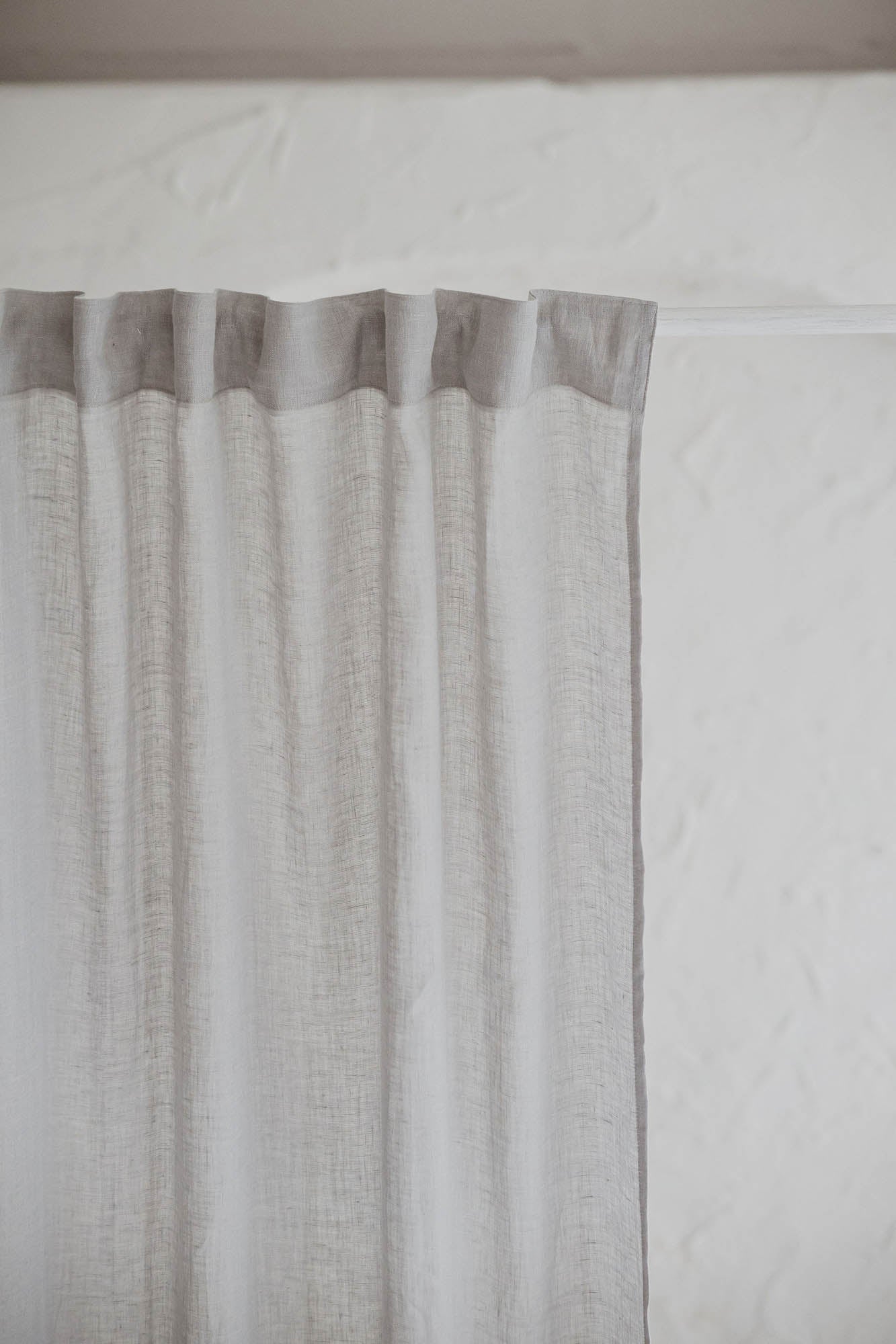 Rainy day sheer linen curtain with multifunctional heading tape
