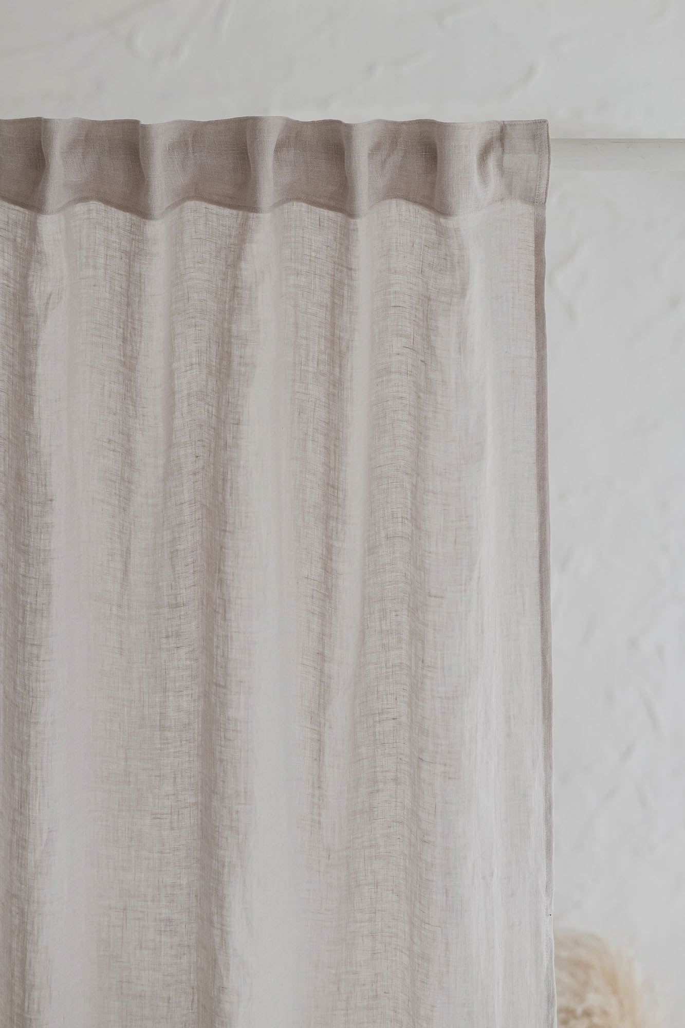 White sand sheer linen curtain with multifunctional heading tape