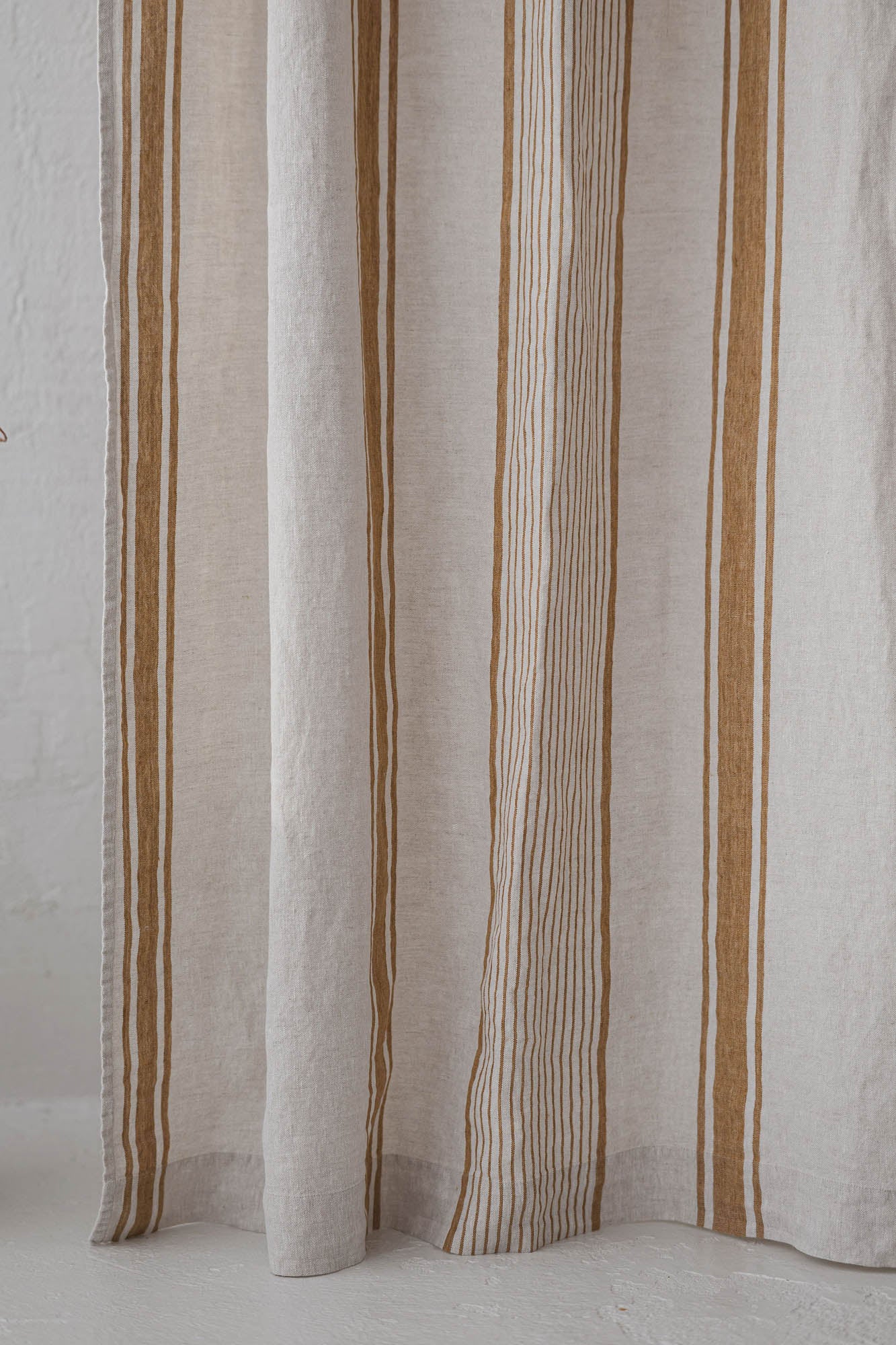 French style linen curtain with golden stripes