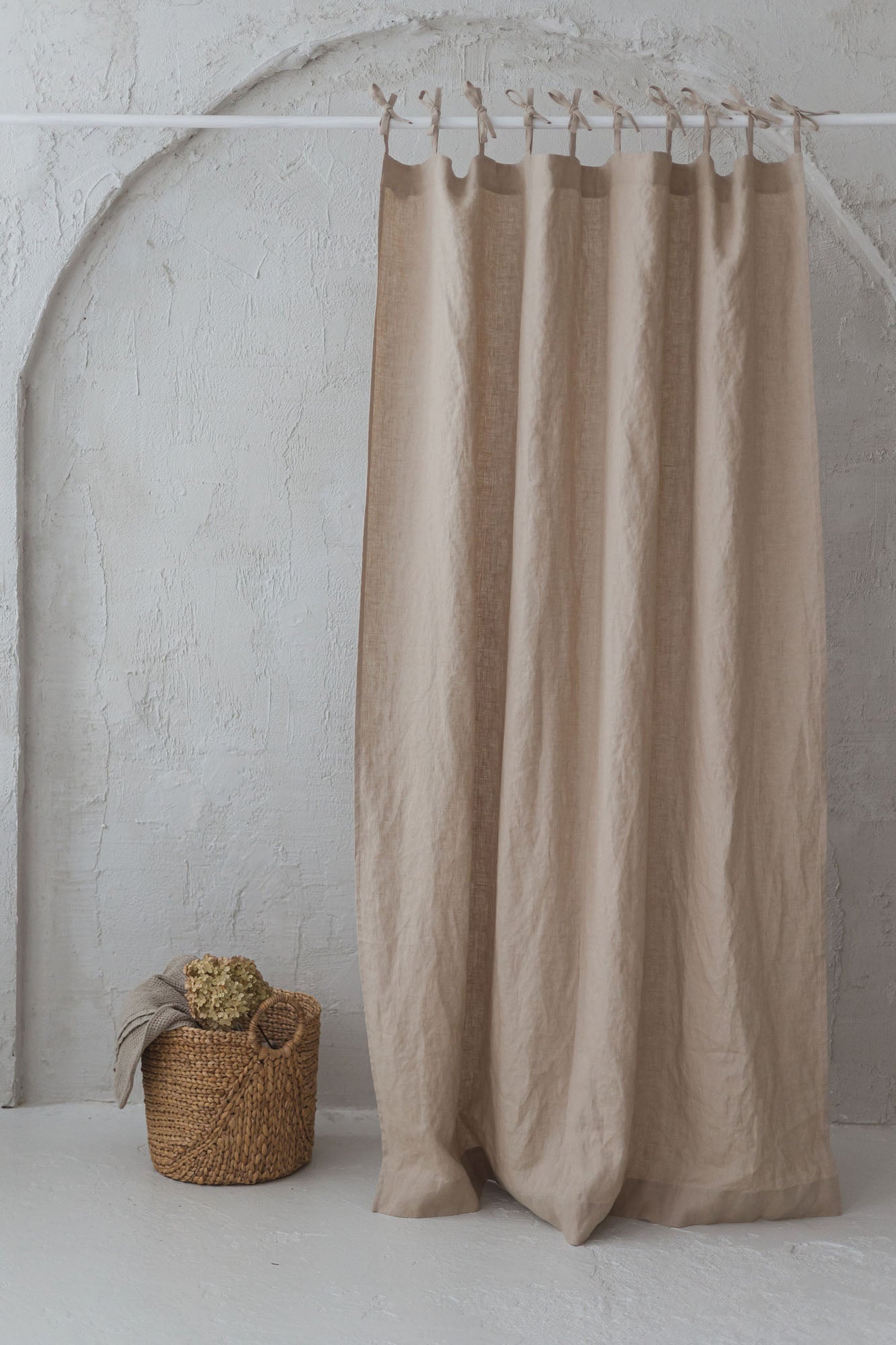 Tie top sand linen curtain