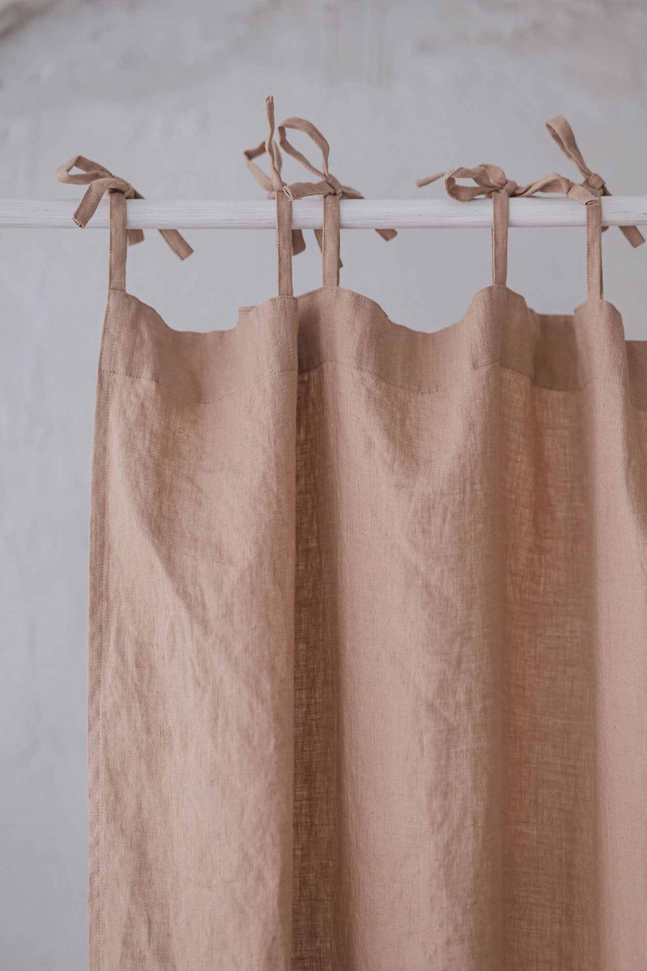 Tie Top Misty Rose Linen Curtain