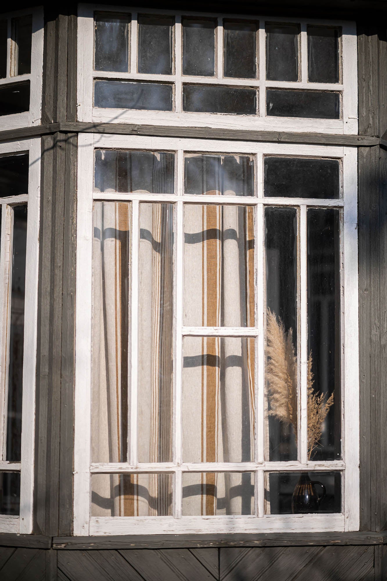 French style linen curtain with golden stripes
