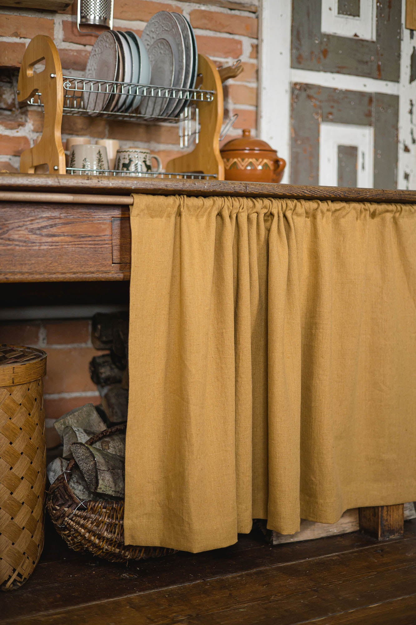 Camel heavyweight linen cabinet curtain
