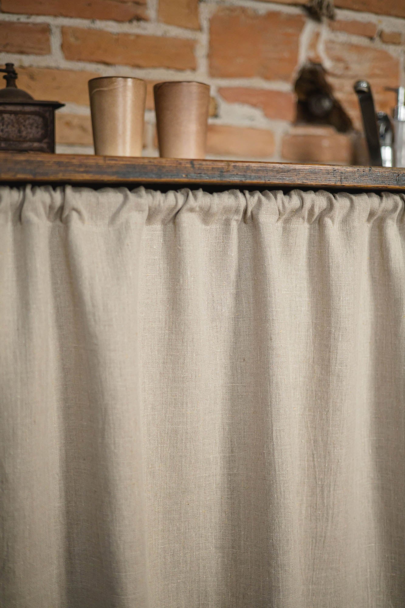 Natural heavyweight linen cabinet curtain