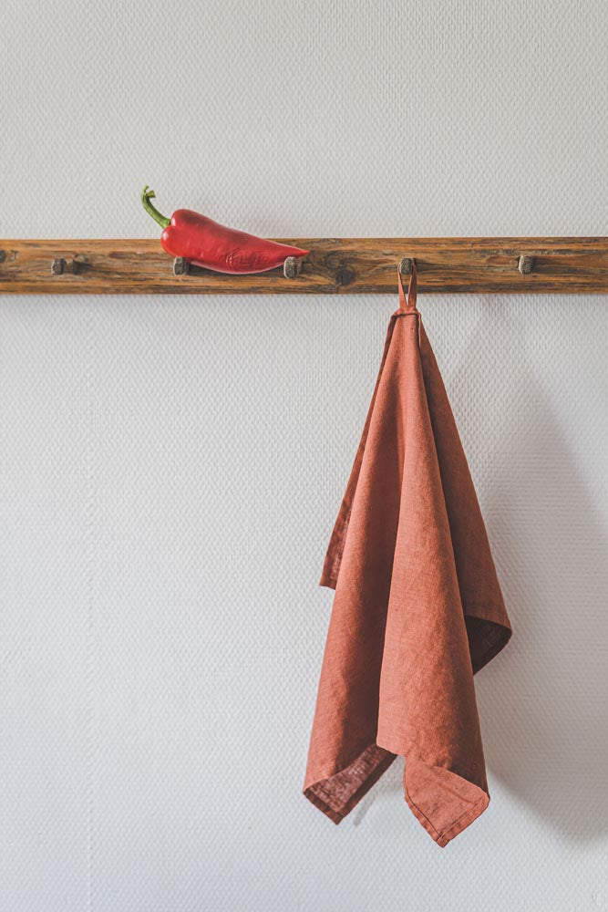 Burnt orange linen tea towels set of – ForestlandLinen