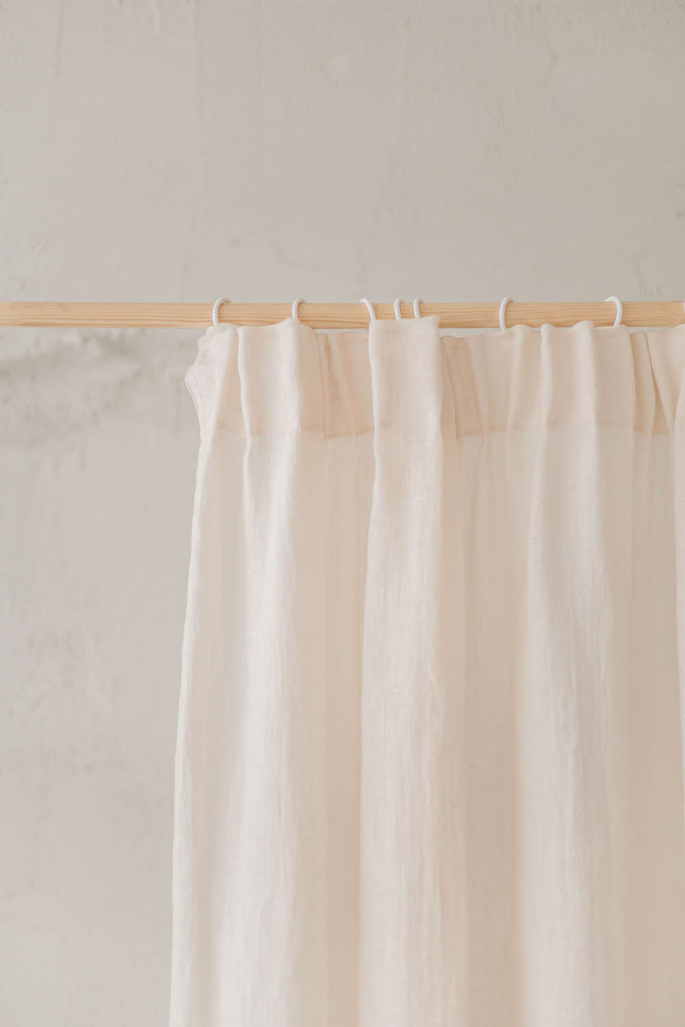 Sheer pencil pleat linen curtain in light cream
