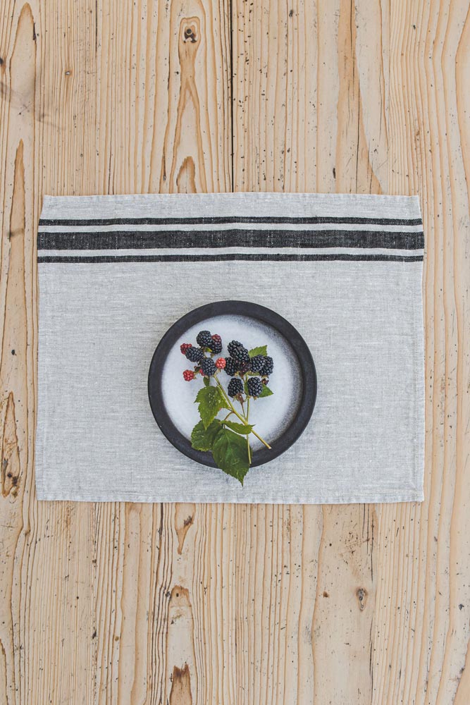 French style linen placemats with black stripes