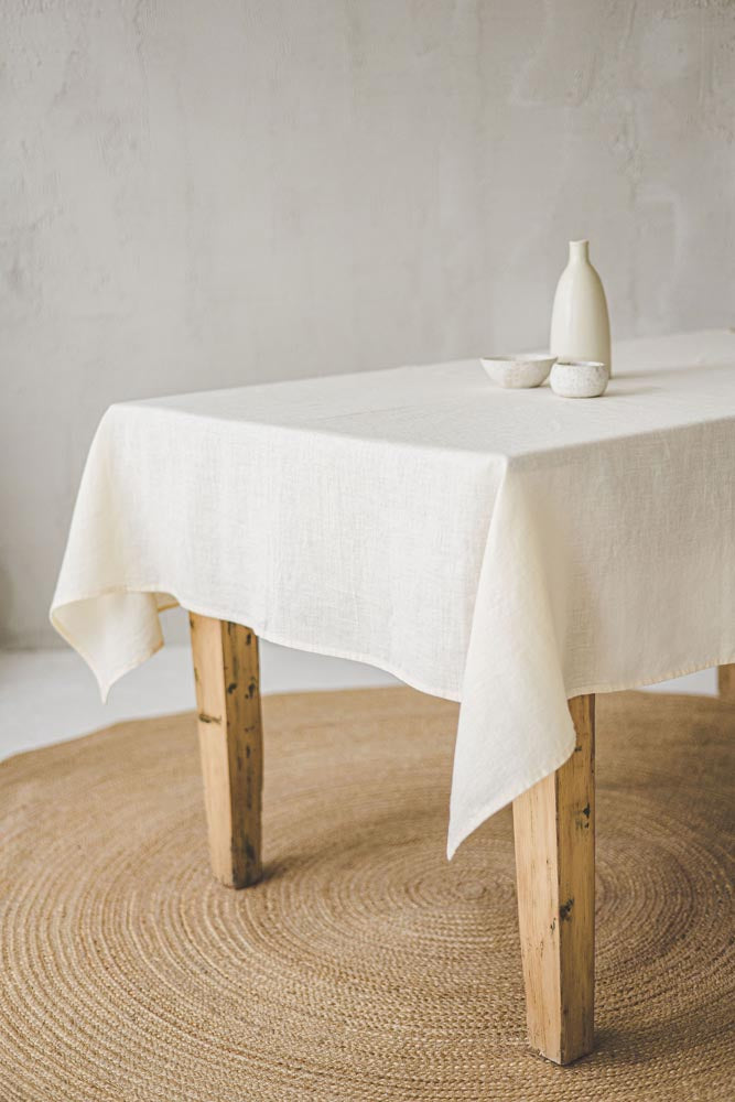 Cream linen shop tablecloth