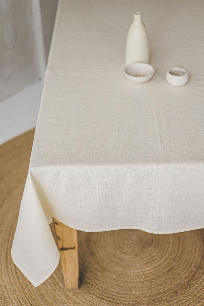 Vanilla yellow linen tablecloth