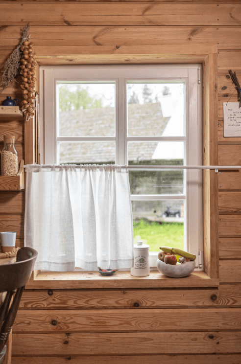 White linen curtain