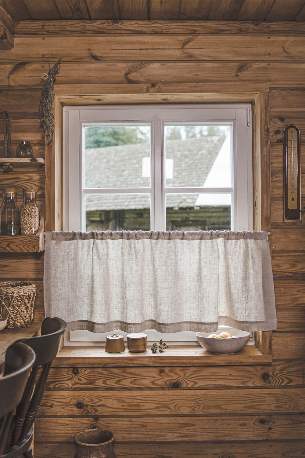 Natural linen cafe curtain