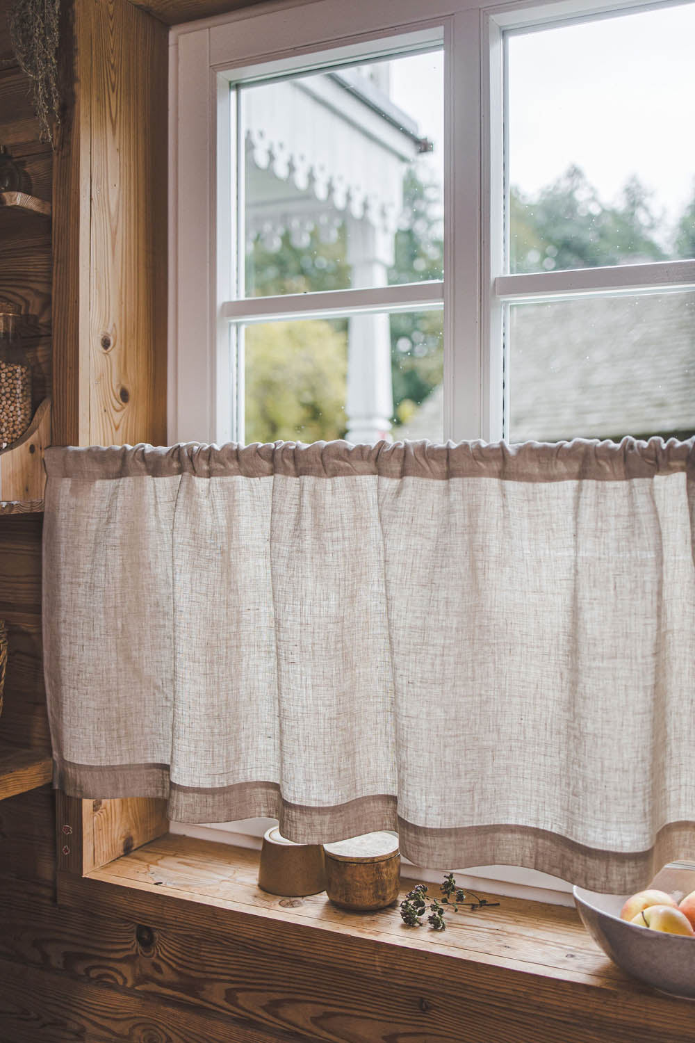 Natural linen cafe curtain