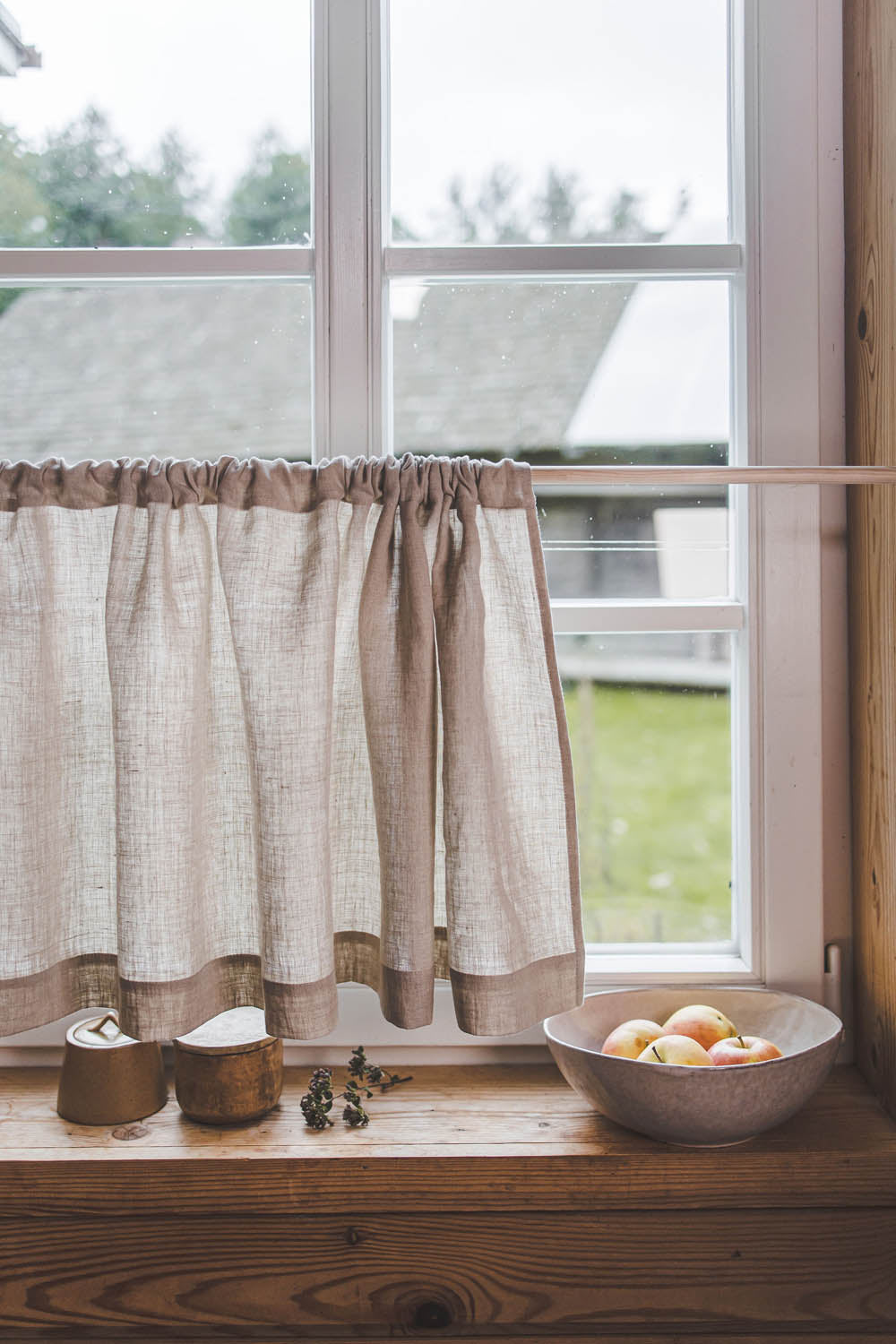 Natural linen cafe curtain