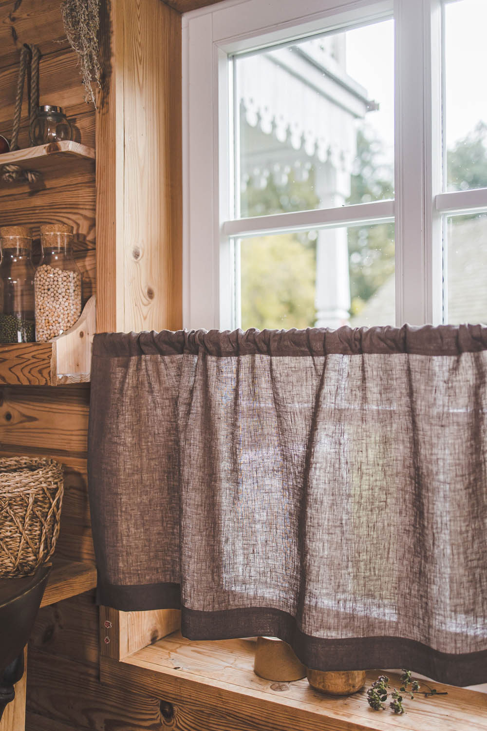 Cocoa linen cafe curtain