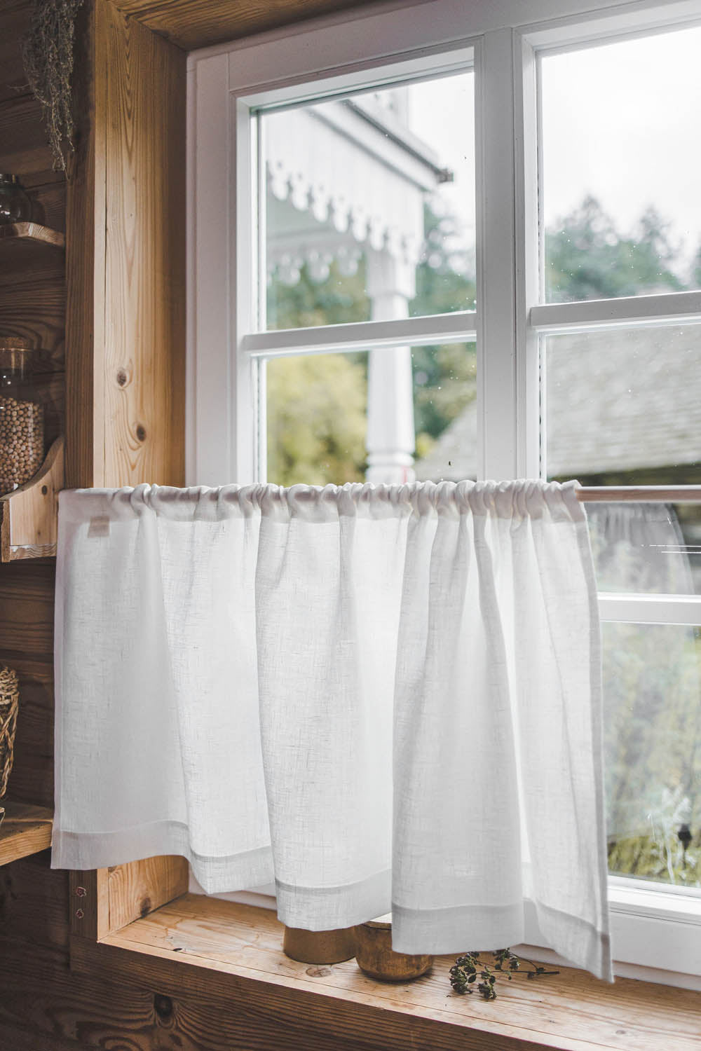 Off white linen cafe curtain