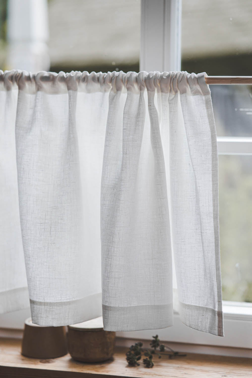 Off white linen cafe curtain