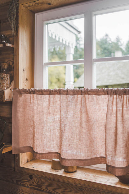 Misty rose linen cafe curtain