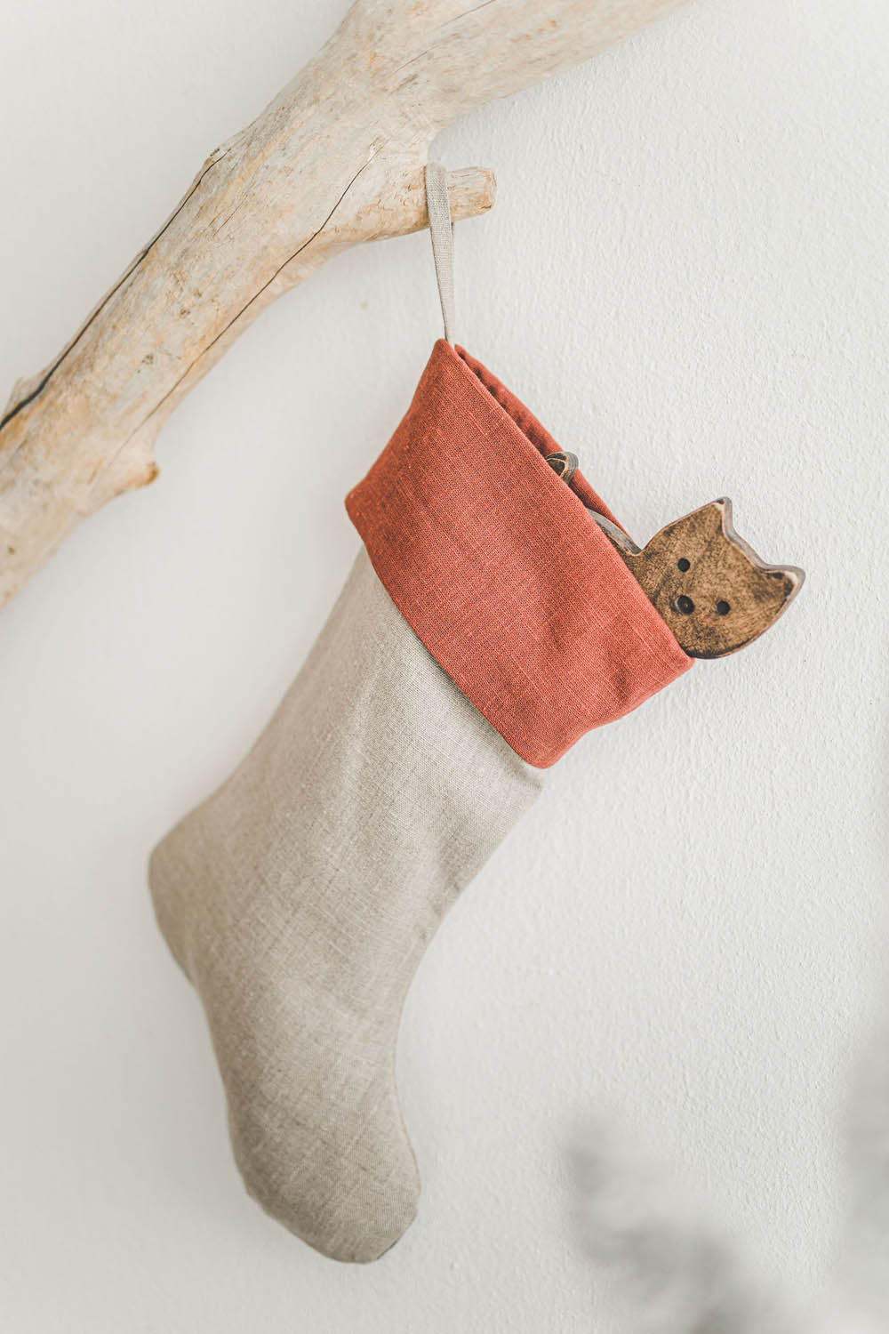 Linen Christmas stocking