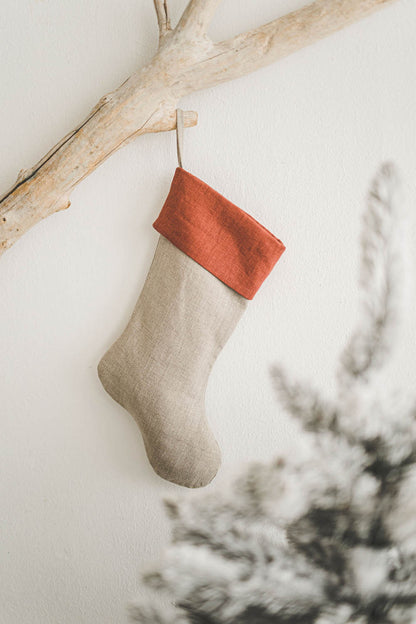 Linen Christmas stocking