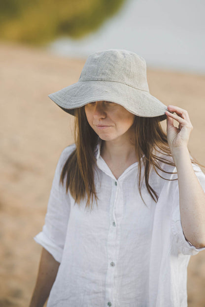 Natural linen summer hat